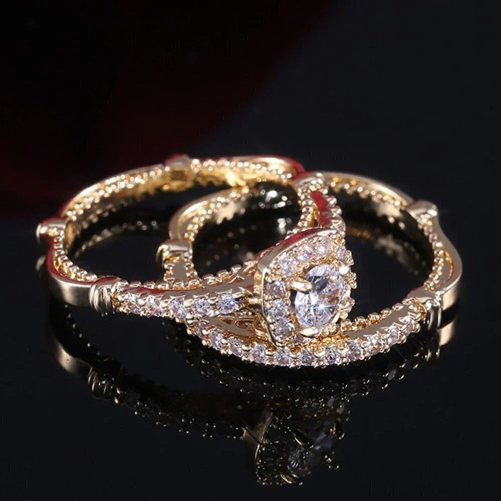 💎 Dainty Square Full Gems Zircon Gold Luxury Ring for Women, INDN8237 - Picture 1 of 7